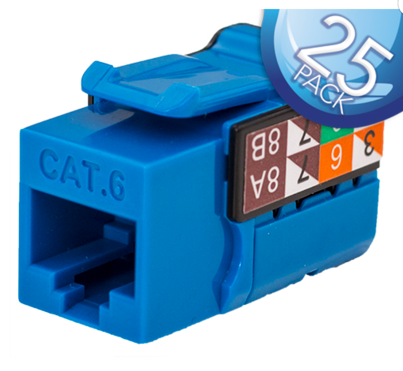 Vertical Cable CAT6 RJ45 Keystone Jack V-Max Series Single/25 pack