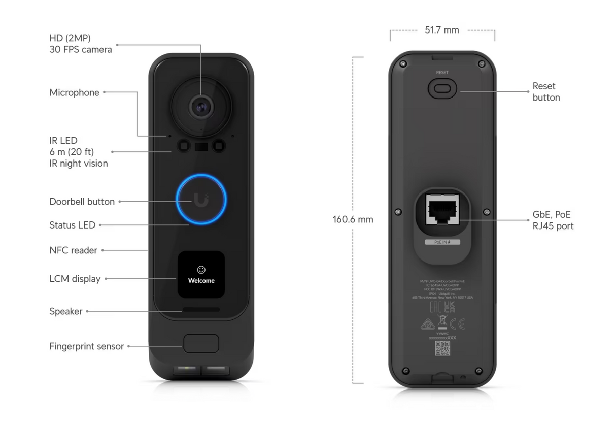 Ubiquiti UVC-G4 Doorbell Pro POE Kit UniFi Protect G4 Doorbell Pro PoE Kit