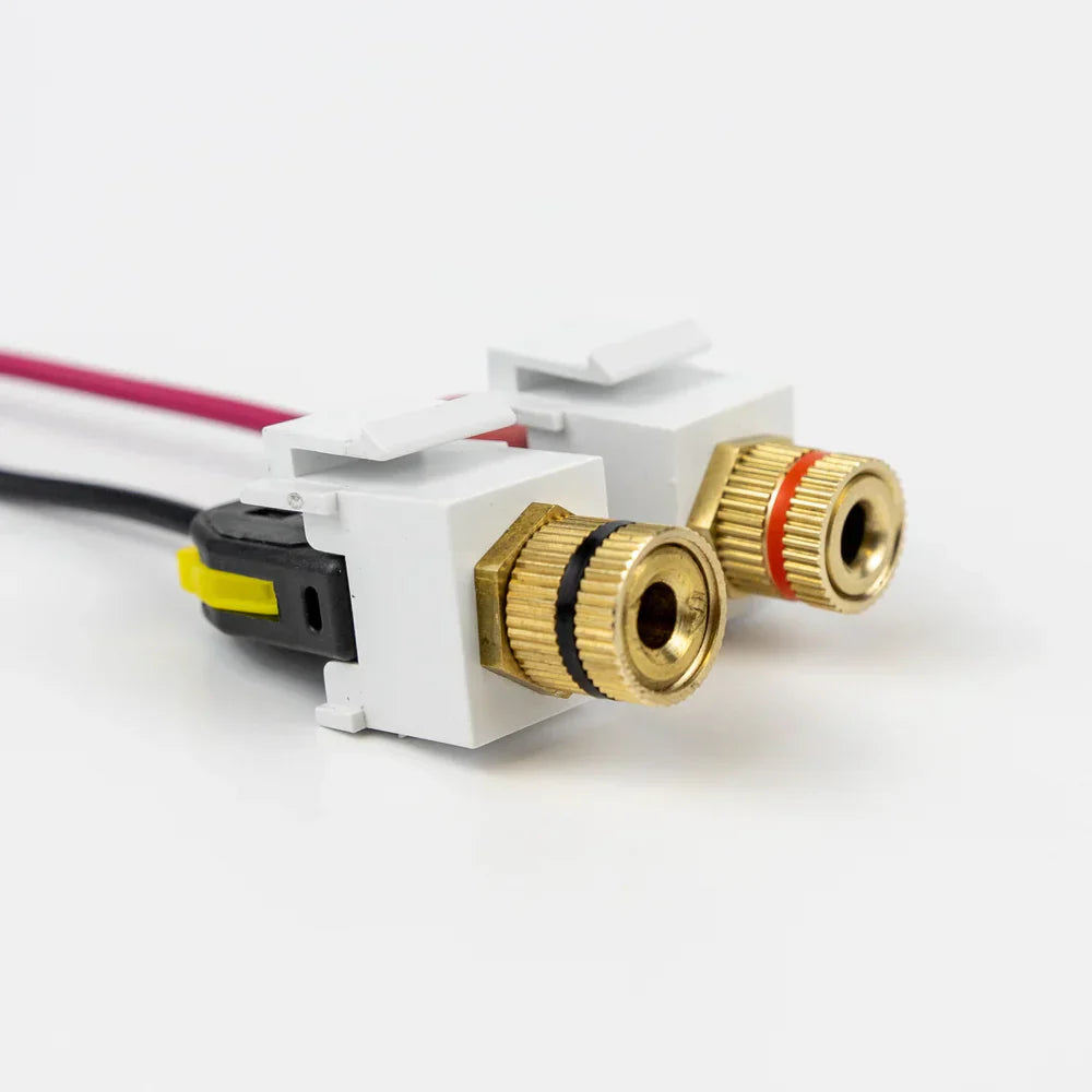 Speaker Snap SSKPW2 Keystone Insert Binding Posts 1 Pairs / 2 Pieces (White)