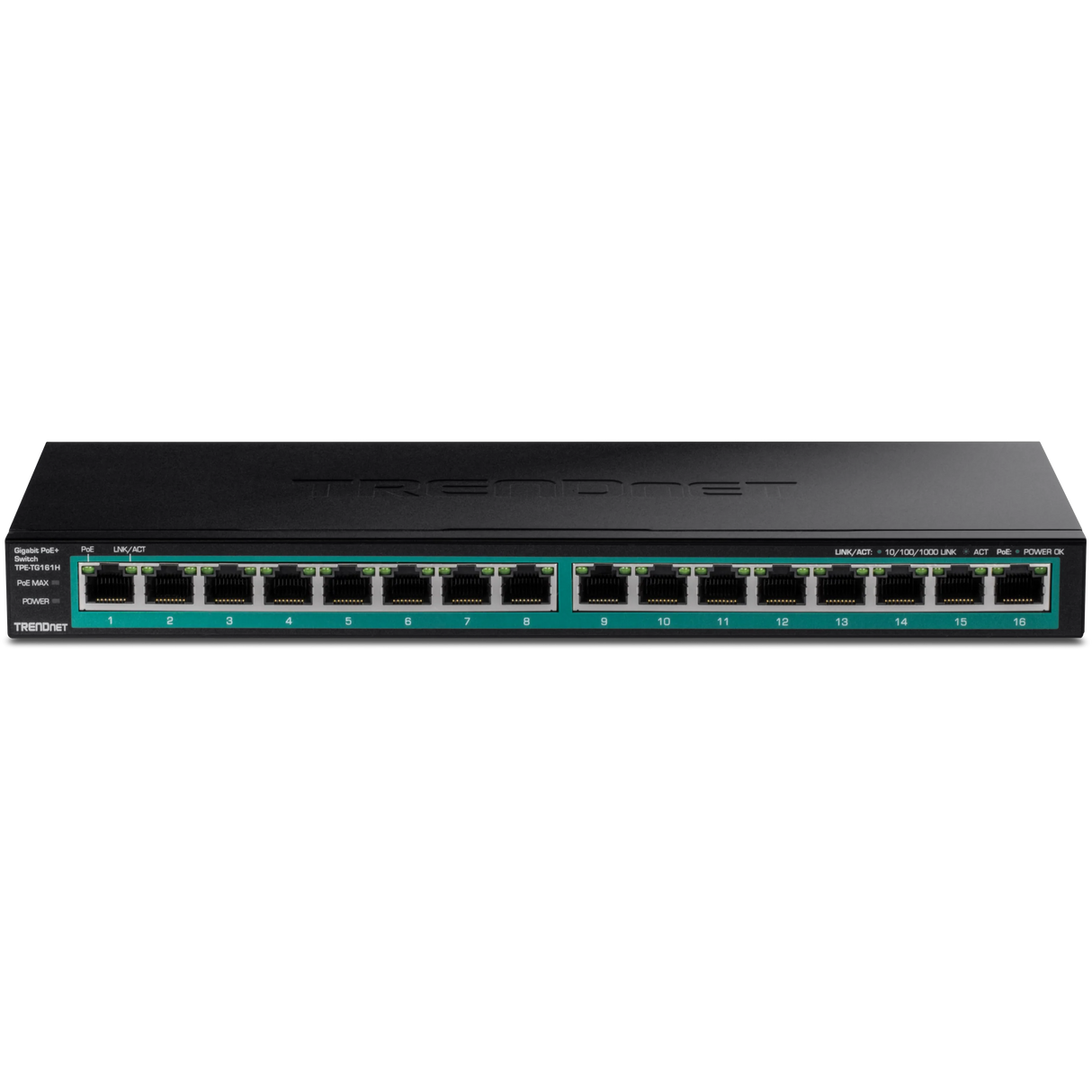 TRENDnet TPE-TG161H 16-Port Gigabit PoE+ Switch, 120W PoE Budget