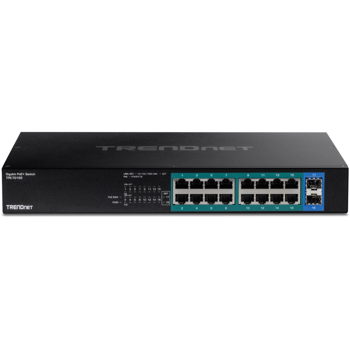 TRENDnet TPE-TG182 18-Port Gigabit PoE+ Switch, 240W PoE Budget