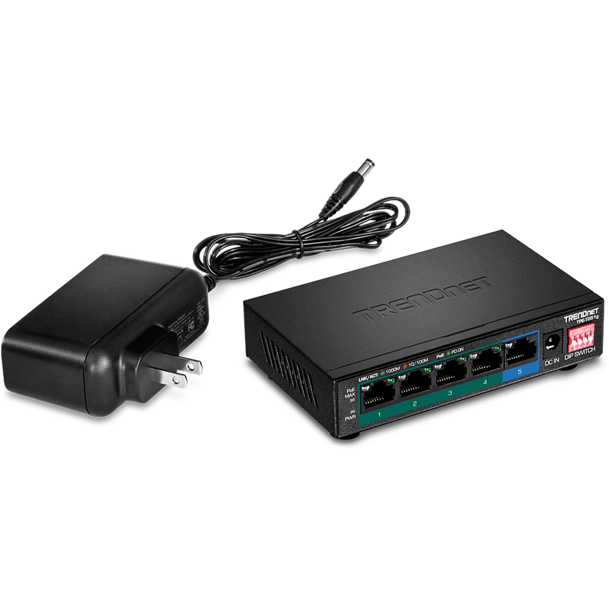 TRENDnet TPE-TG51g 5-Port Gigabit PoE+ Switch (60W)