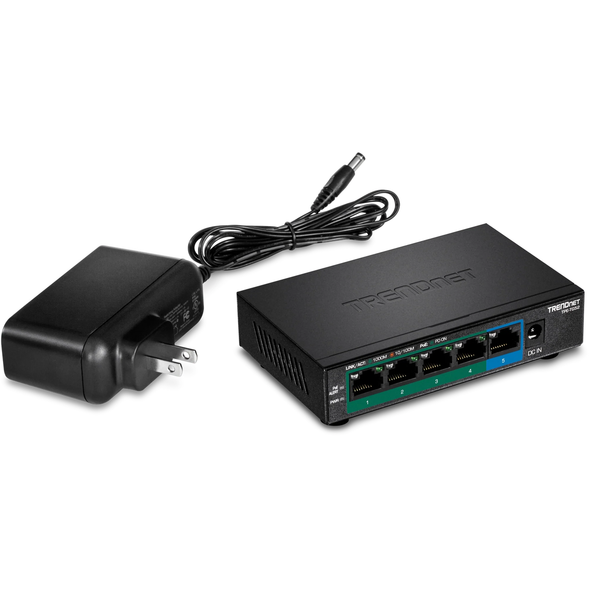 TRENDnet TPE-TG52 5-Port Gigabit PoE+ Switch (32W)
