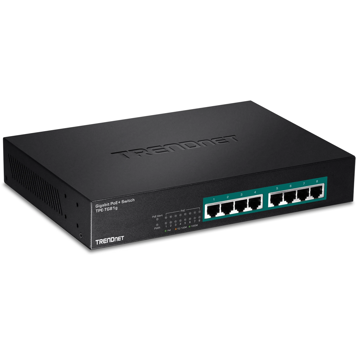 TRENDnet TPE-TG81g 8-Port Gigabit GREENnet PoE+ Switch, 110W PoE Budget