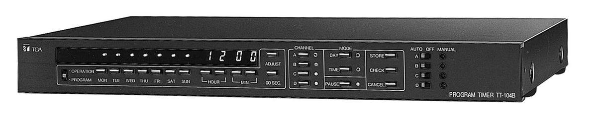 TOA TT-104B 304L Programmable Timer 4 Control Outputs Black (1U) Optional Rack Kit (MB-15B)