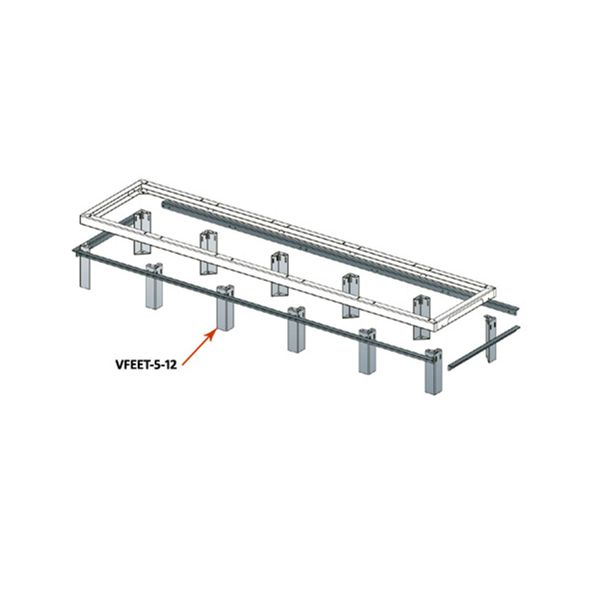 Middle Atlantic VFEET-5-12 5BAY VRK FOOT SET,12 FLOO