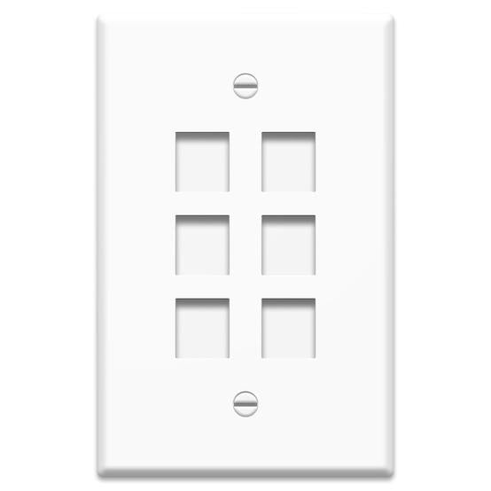 On-Q F3406WHV1 6-PORT KEYSTONE WALL PLATE WHITE