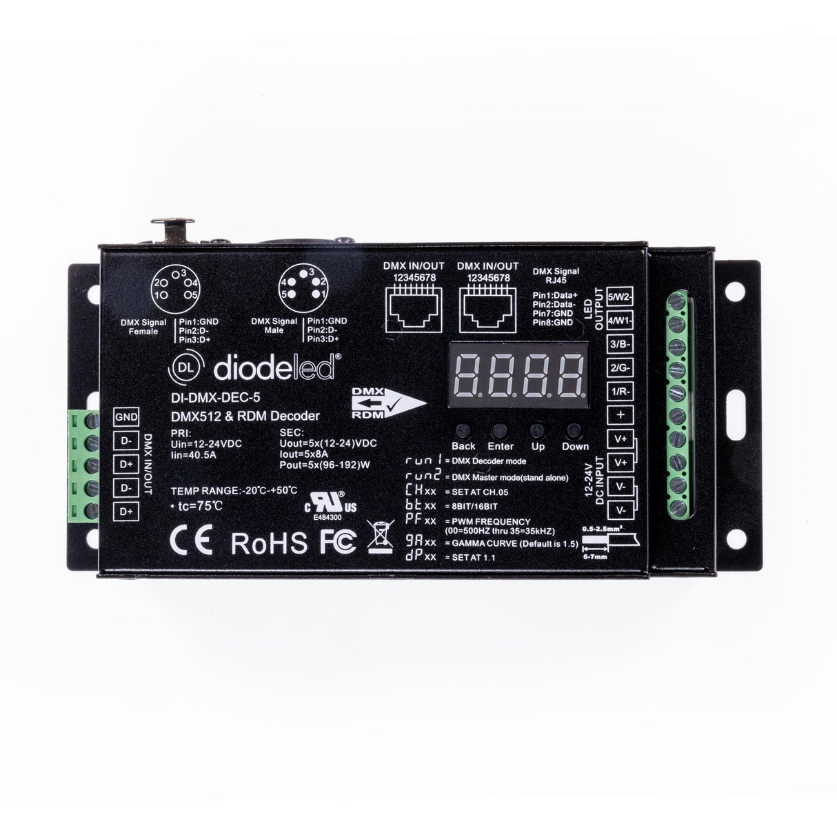 Diode DMX512 5-Channel Decoder with RDM