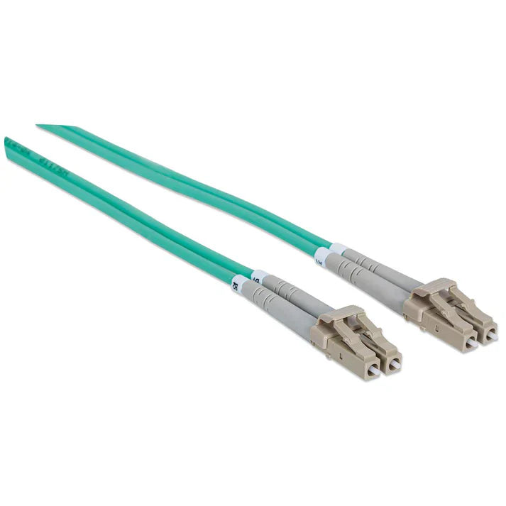 Intellinet 750134 2 m LC to LC UPC Fiber Optic Patch Cable, 3.0 mm, Duplex, LSZH, OM3 Multimode, Aqua