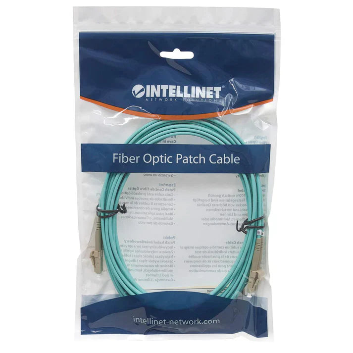 Intellinet 750868 1 m LC to LC UPC Fiber Optic Patch Cable, 3.0 mm, Duplex, LSZH, OM3 Multimode, Aqua