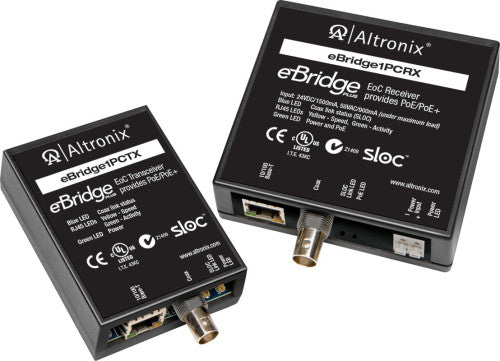 Altronix EBRIDGE1PCRTX IP/COAX w/POE/POE+ RCVR/TRSCR