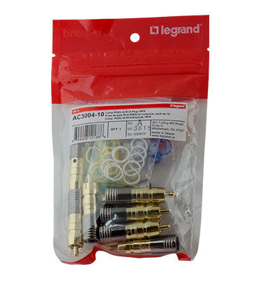 On-Q AC300410 COMP GOLD RG6U-Q RCA PLUG 10 PK