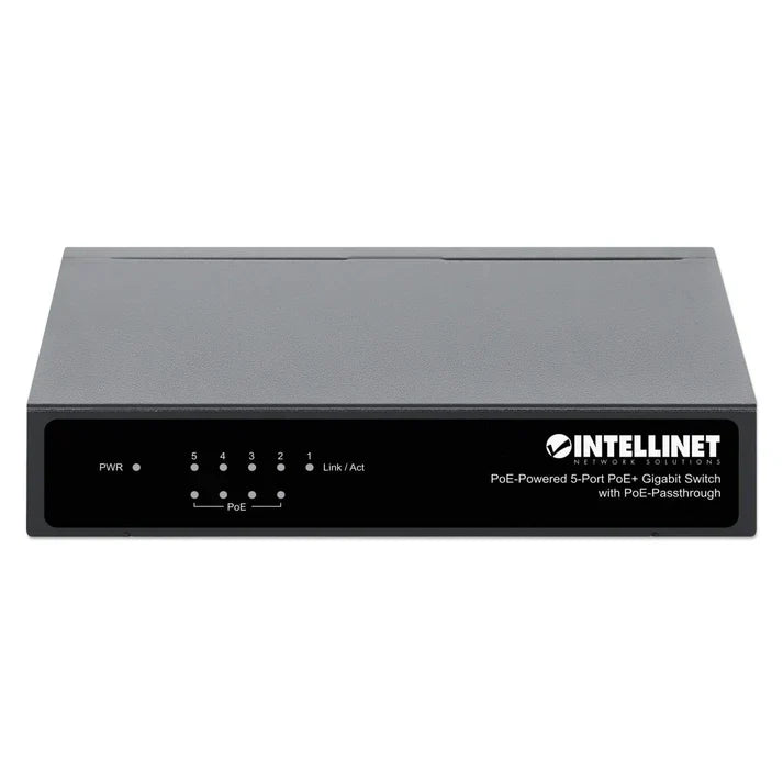 Intellinet 561082 PoE-Powered 5-Port Gigabit Switch with PoE Passthrough