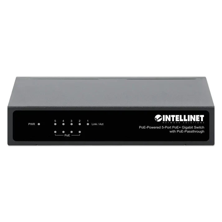 Intellinet 561082 PoE-Powered 5-Port Gigabit Switch with PoE Passthrough