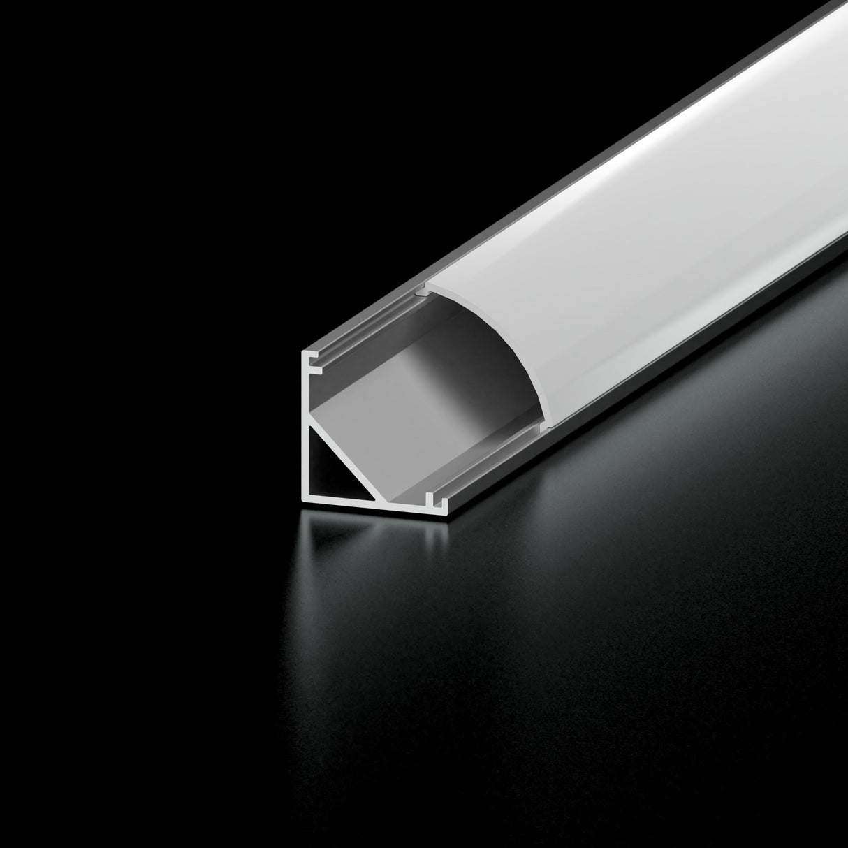Diode Channel Bundle, S45, Aluminum Finish, Frosted Lens, Bundled with 2 open end caps, 2 closed end caps, 4 mounting clips, 4 mounting screws