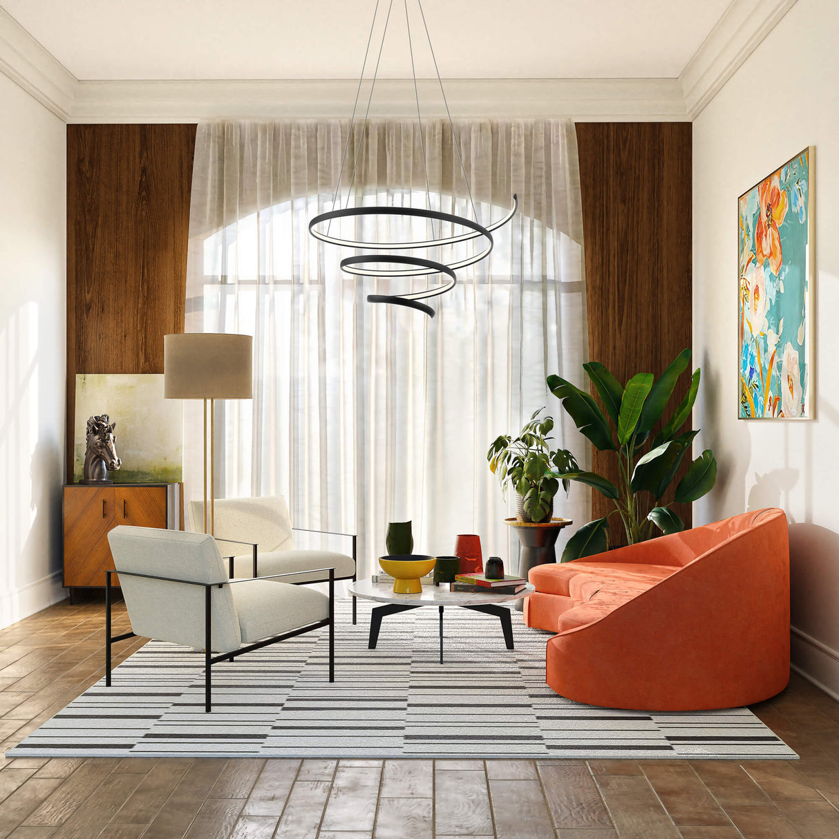 DALS 20″ Spiral decorative modern pendant SPR20-CC-BK