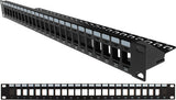 Vertical Cable 24 Port Blank Patch Panel with Cable Manager, 1U
