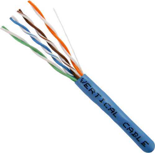 Vertical CAT5e Unshielded Twisted-Pair (UTP), CMP (Plenum-Rated), 24 AWG Solid Bare Copper, ETL-Listed, 1000ft Pull Box