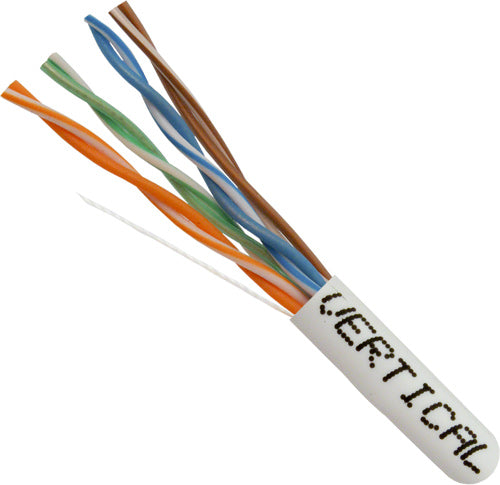 Vertical CAT5e Unshielded Twisted-Pair (UTP), CMP (Plenum-Rated), 24 AWG Solid Bare Copper, ETL-Listed, 1000ft Pull Box