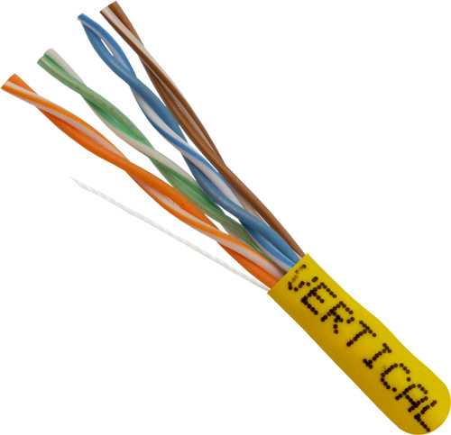 Vertical CAT5e Unshielded Twisted-Pair (UTP), CMP (Plenum-Rated), 24 AWG Solid Bare Copper, ETL-Listed, 1000ft Pull Box