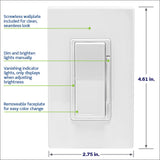 Leviton D26HD-1BW Decora Smart Dimmer Switch, Wi-Fi, Neutral Wire Required