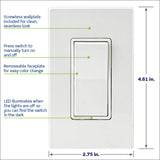 Leviton ZW15S-1RW Decora Smart Switch, Z-Wave 800 Series, Neutral Wire Required