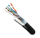 Vertical Cable 069-563/S/MESG CAT6 Aerial STP, W/Messenger 8-Conductor, Black-Outdoor, AWG23 Solid-BC, 1000FT Spool