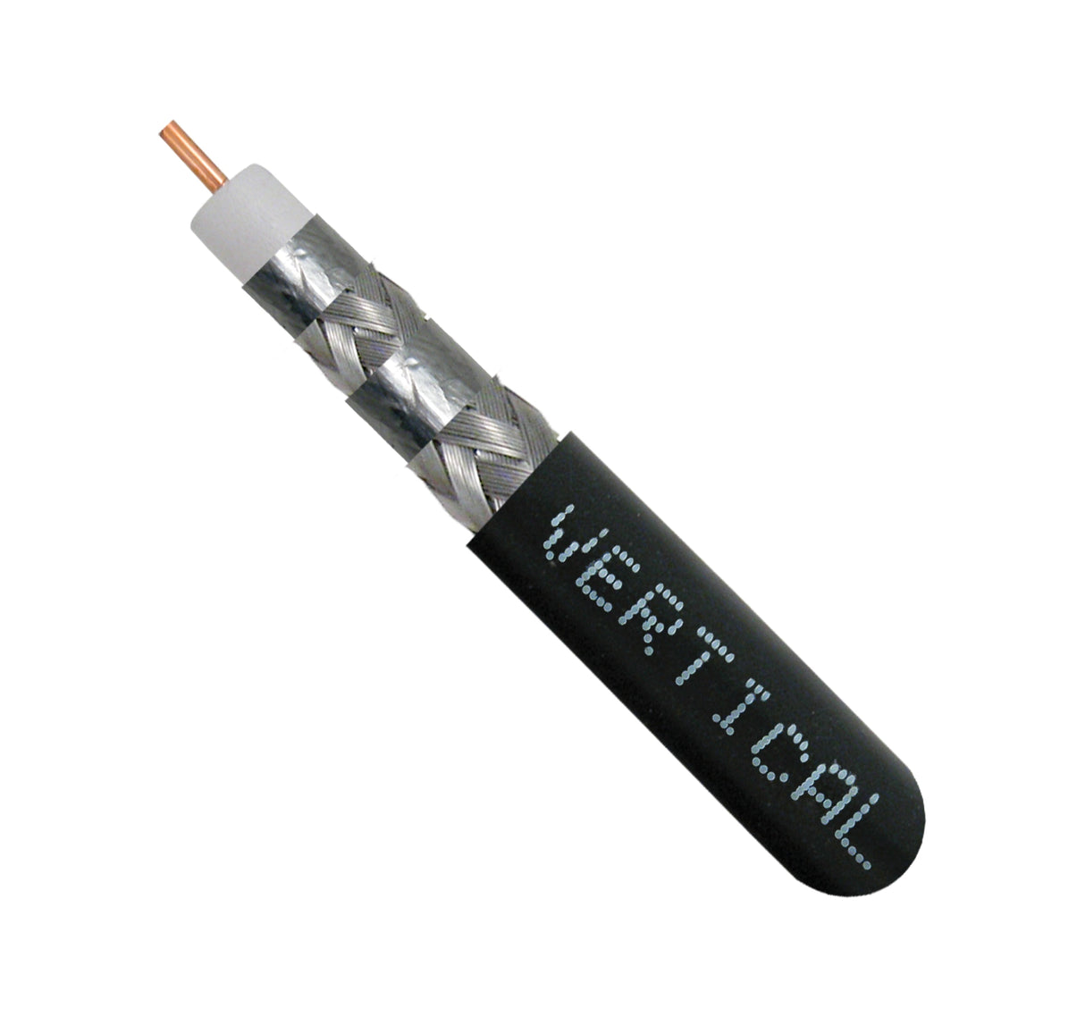 Vertical Cable RG6 Quad Shield Coaxial Cable 18 AWG Solid CCS Conductor Plenum 1000ft, Black
