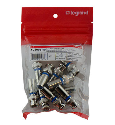 On-Q AC300310 COMPRESSION RG6U-Q BNC PLUG 10 PK