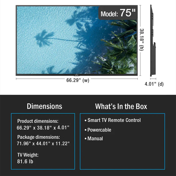 Neptune 75" Partial Sun Outdoor Smart TVs (2026)