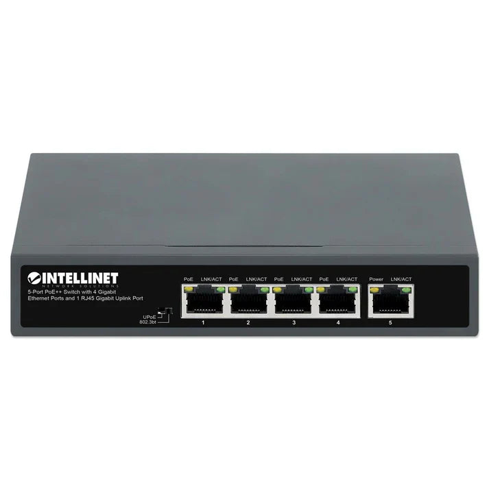 Intellinet 562010 5-Port PoE++ Switch with 4 Gigabit Ethernet Ports and 1 RJ45 Gigabit Uplink Port