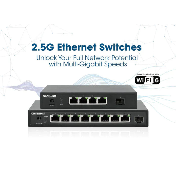 Intellinet 562058  5-Port Switch with 4 x 2.5G Ethernet Ports and 1 SFP+ Uplink