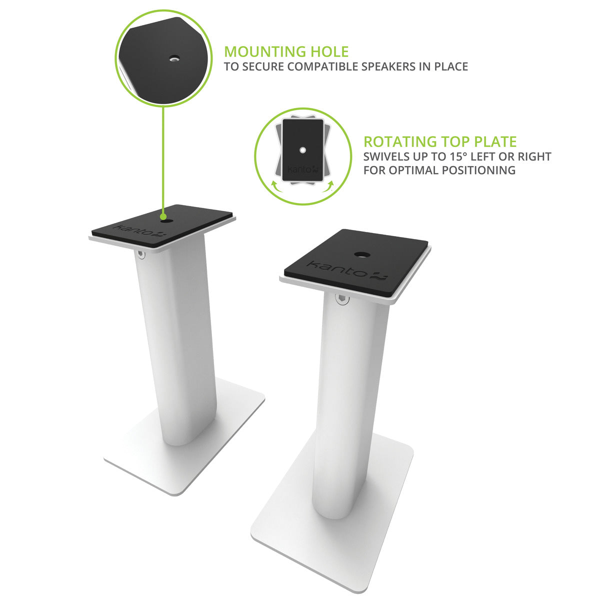 Kanto SP9W Pair - 9" Universal Desktop Speaker Stand, White