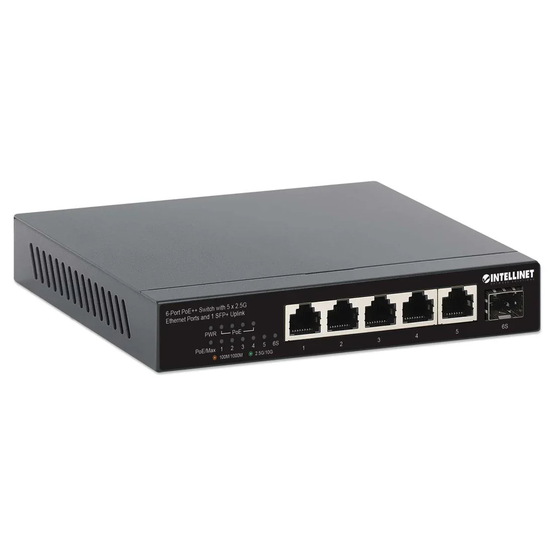 Intellinet 562133 6-Port PoE++ Switch with 5 x 2.5G Ethernet Ports and 1 SFP+ Uplink