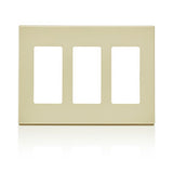 Leviton 80311 3-Gang Decora Plus Screwless Wallplate Polycarbonate