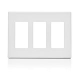 Leviton 80311 3-Gang Decora Plus Screwless Wallplate Polycarbonate