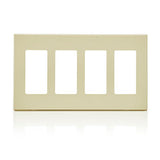 Leviton 80312 4-Gang Decora Plus Screwless Wallplate Polycarbonate