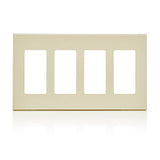 Leviton 80312 4-Gang Decora Plus Screwless Wallplate Polycarbonate