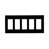 Leviton 80321 5-Gang Decora Plus Screwless Wallplate, Polycarbonate