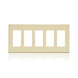Leviton 80321 5-Gang Decora Plus Screwless Wallplate, Polycarbonate