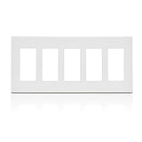 Leviton 80321 5-Gang Decora Plus Screwless Wallplate, Polycarbonate