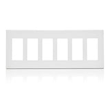 Leviton 80326 5-Gang Decora Plus Screwless Wallplate Polycarbonate