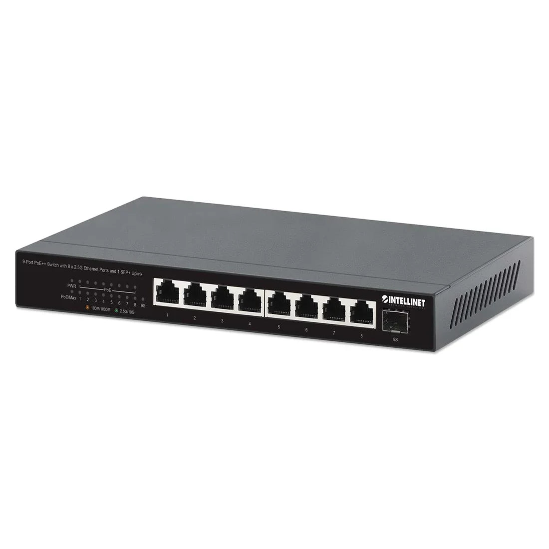 Intellinet 562140 9-Port PoE++ Switch with 8 x 2.5G Ethernet Ports and 1 SFP+ Uplink