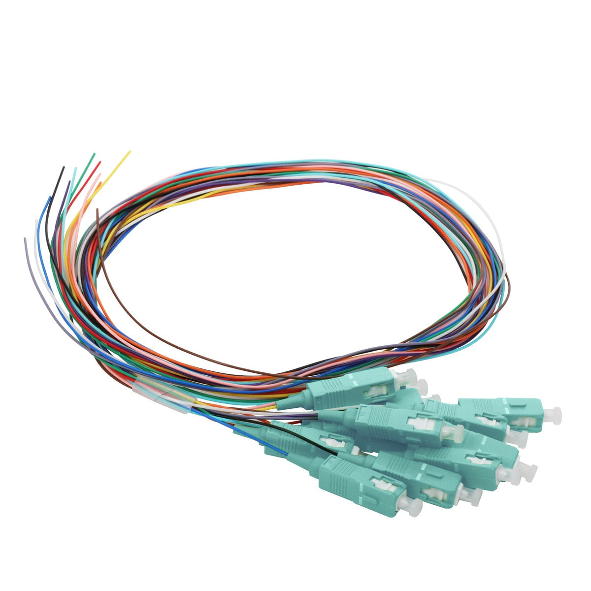 Cleerline PT-LC12-MM-1M Fiber Optic Pigtail Set, 12F OM4, Simplex LC/UPC to Blunt, 900 µm Buffered, 1.0 m / 3.3 ft Per Each