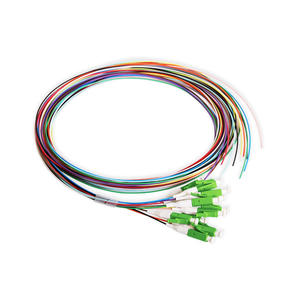 Cleerline PT-LC12-SM-APC-1M Fiber Optic Pigtail Set, 12F OS2, Simplex LC/APC to Blunt, 900 µm Buffered, 1.0 m / 3.3 ft Per Each