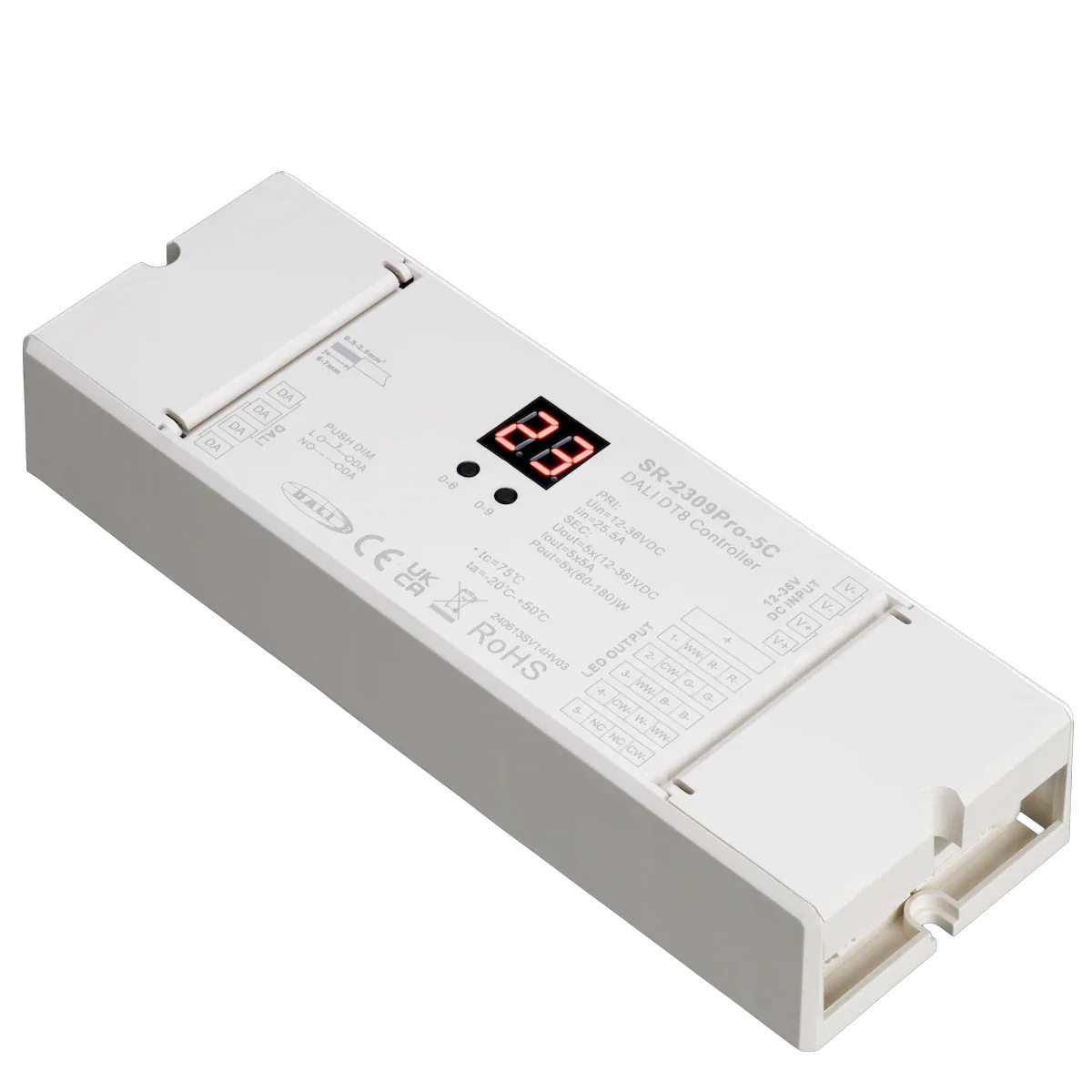 Proluxe PLX-DEC-DALI-5CH DALI-2 Certified DT8 5-Channel 12-36VDC CV LED Decoder (5CH x 5A)