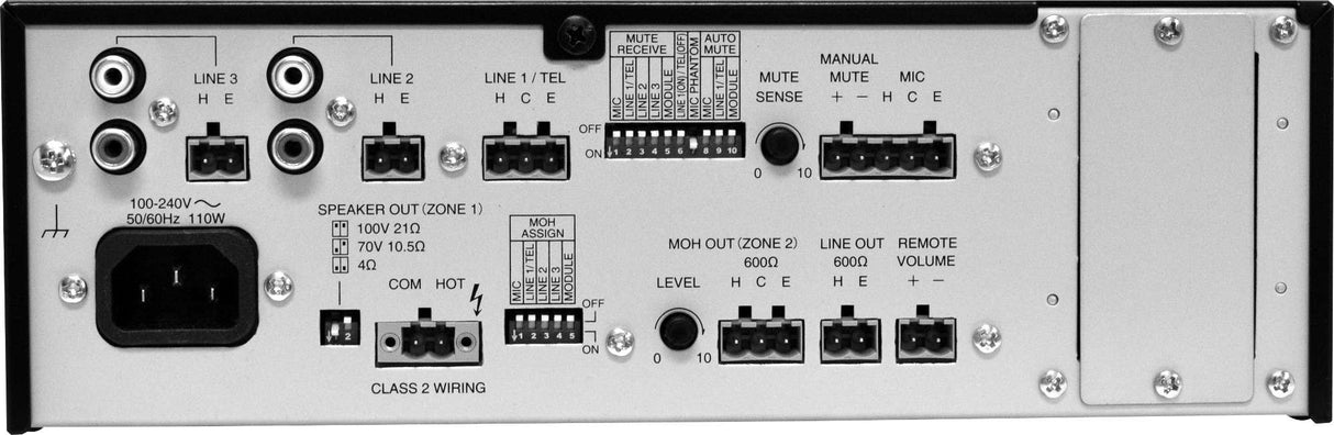 TOA BG-2480D-AM 5-Input Mixer-Amp, 480W (4Ω/70V/100V), Class D Power One 900 Series Module Slot 2U