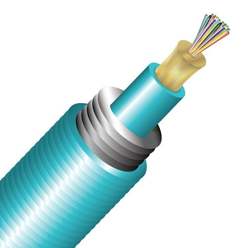 Cleerline TA024M3D9AP-B 24 Strand BendSafe® Interlocking Armored Distribution TB, Plenum, 50/125, OM3 Per FT