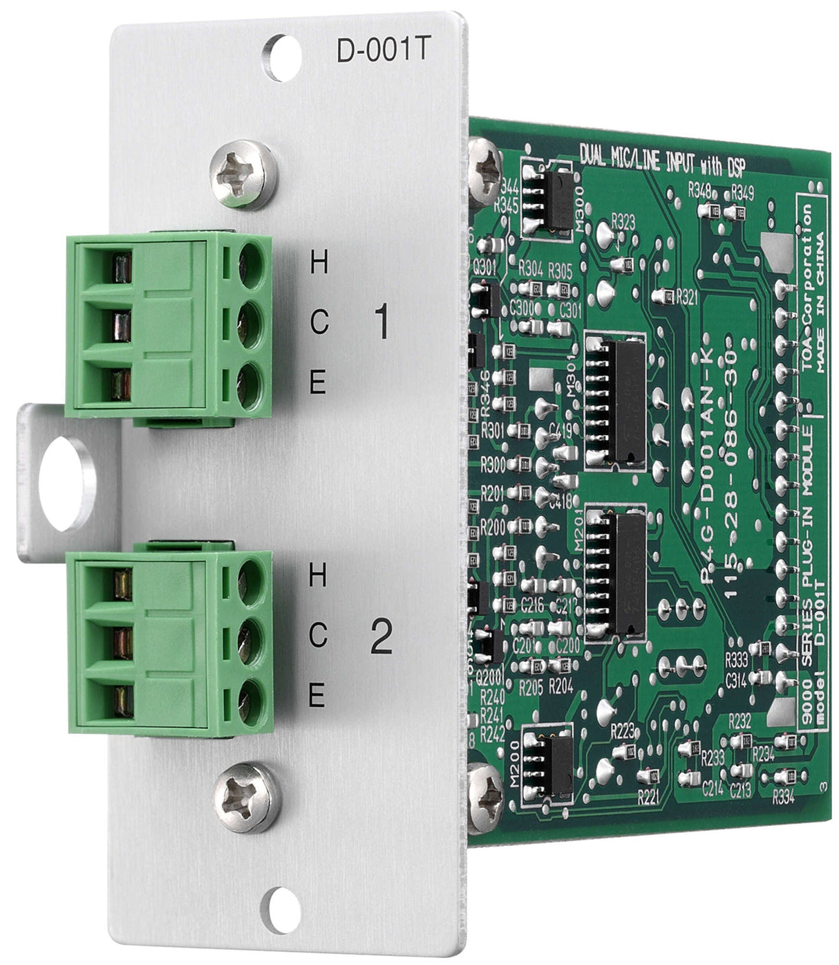 TOA D-001T Input Module for 9000/9000M2 Two Mic/Line Inputs w/ DSP Removable Terminal Block