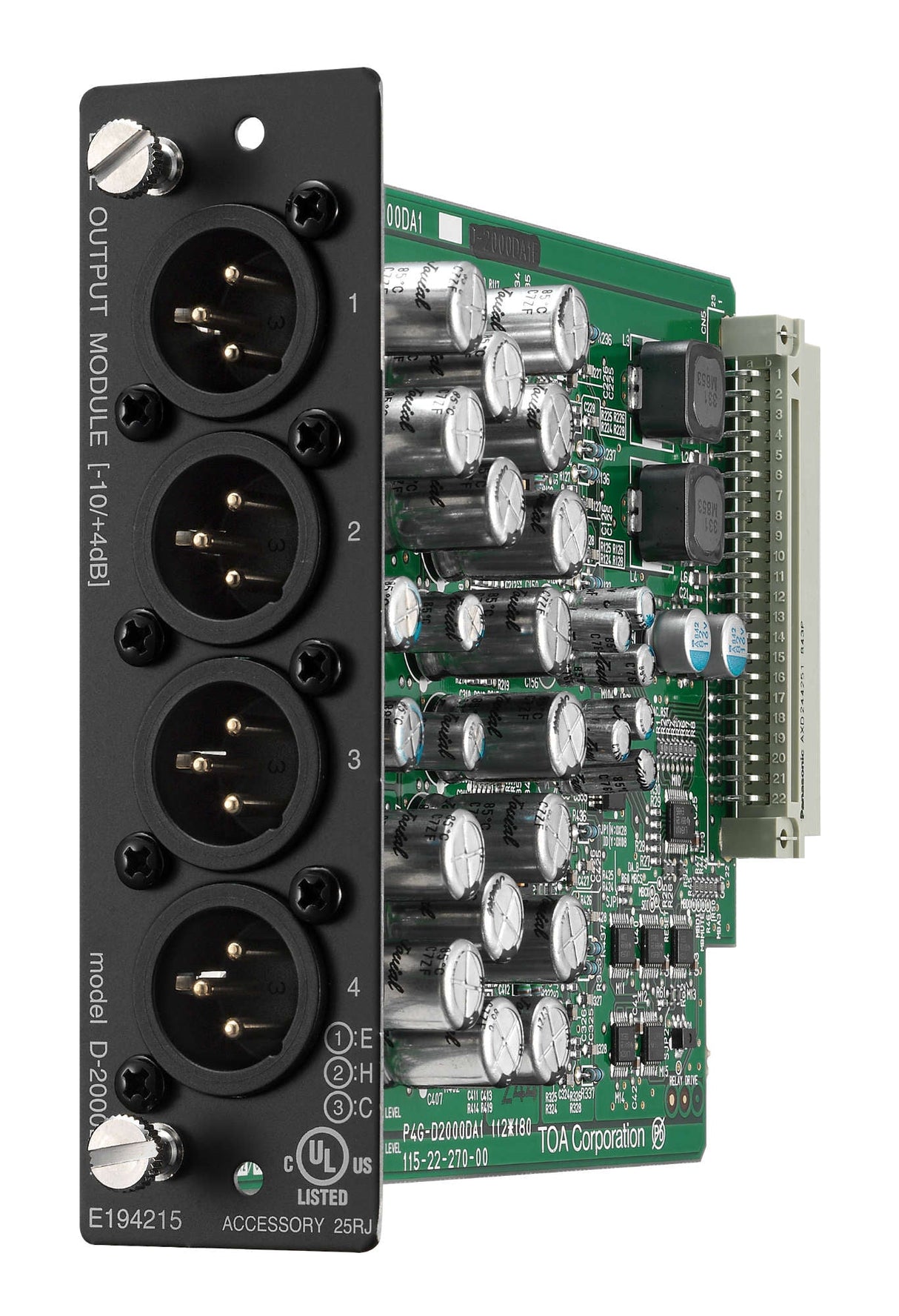 TOA D-2000DA1 D-2008 Output Module Four Balanced Line Outputs XLR-M Connectors